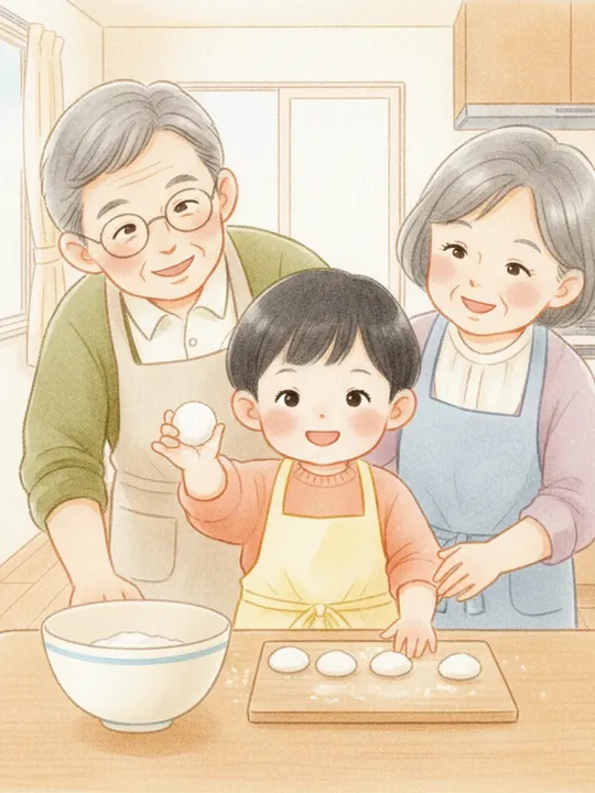こねこね、まあるく なあれ の表紙の挿絵